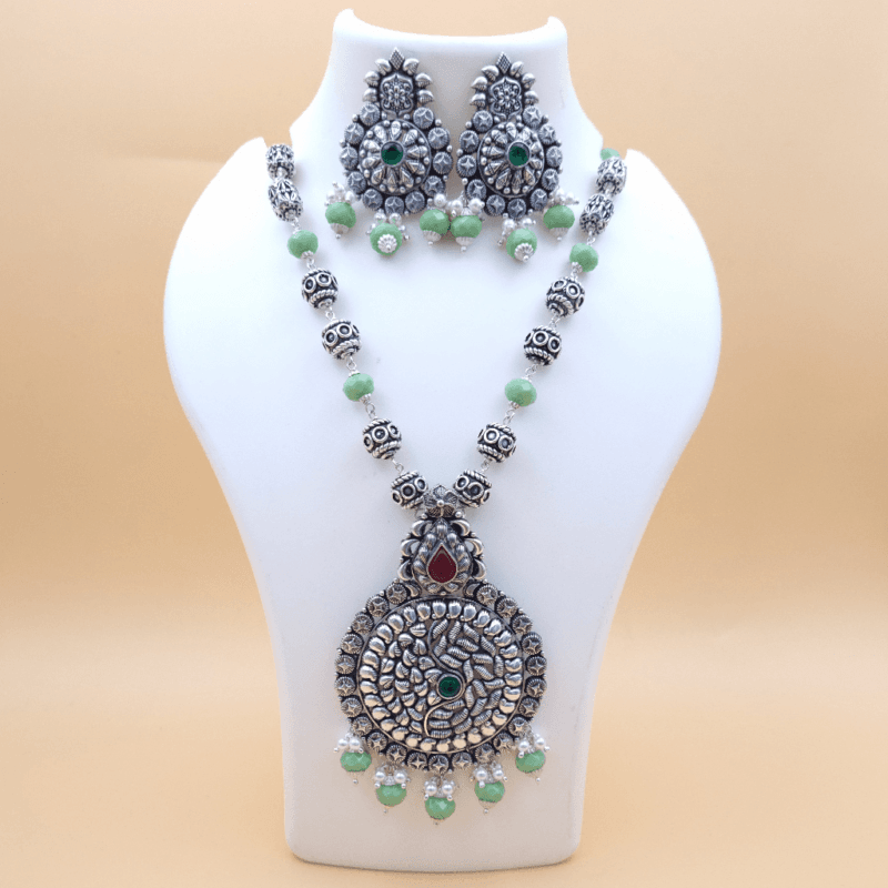Forest Green Long Necklace Set