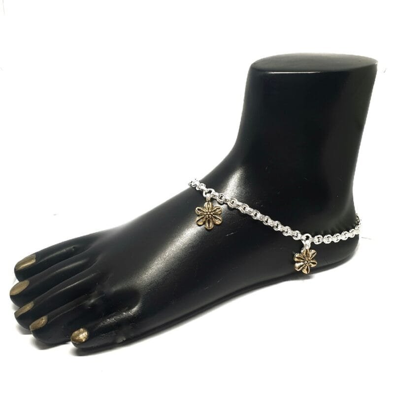 Flower Shape Fancy Silver Anklet Payal MGA - PLS0314